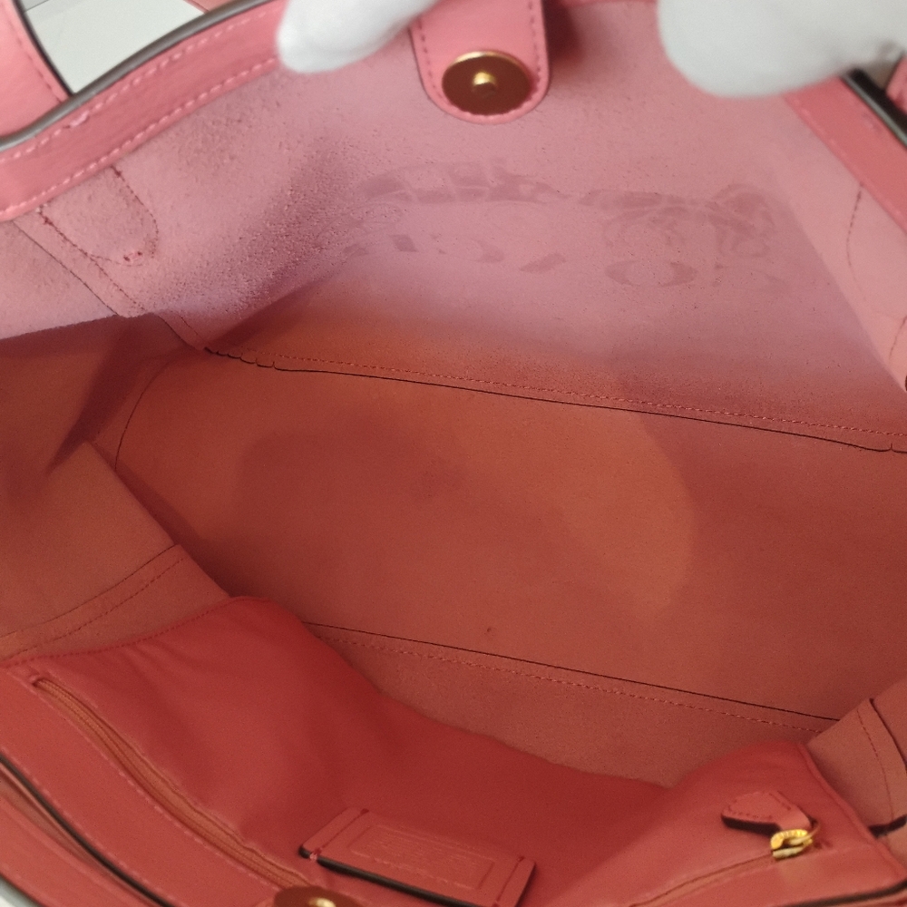 Coach Horse & Carriage Tote - LIKE NEW Tan and Salmon Pink (MSRP $398) - Picture 15 of 16